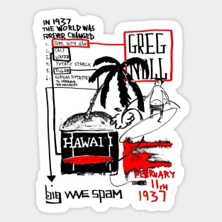 Big Wave Hawaii Doodle Black Sticker